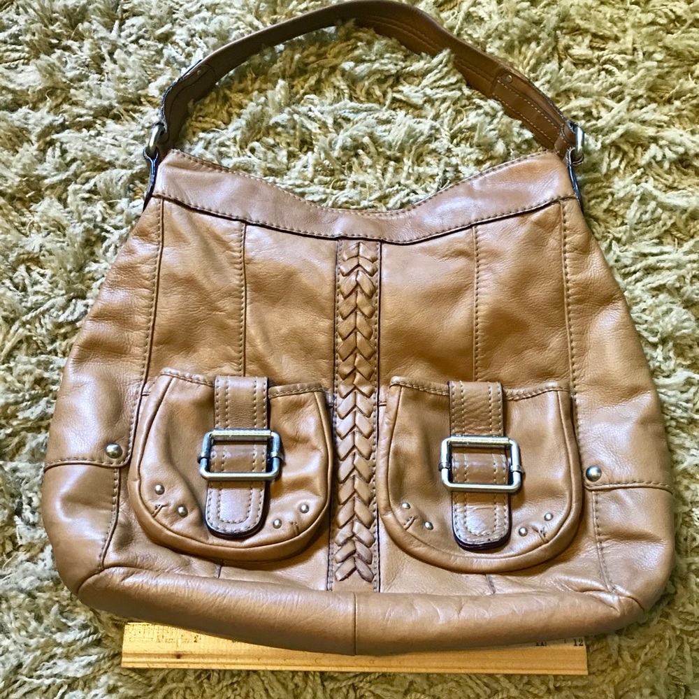 Tignanello British Tan Leather Hobo with Pockets